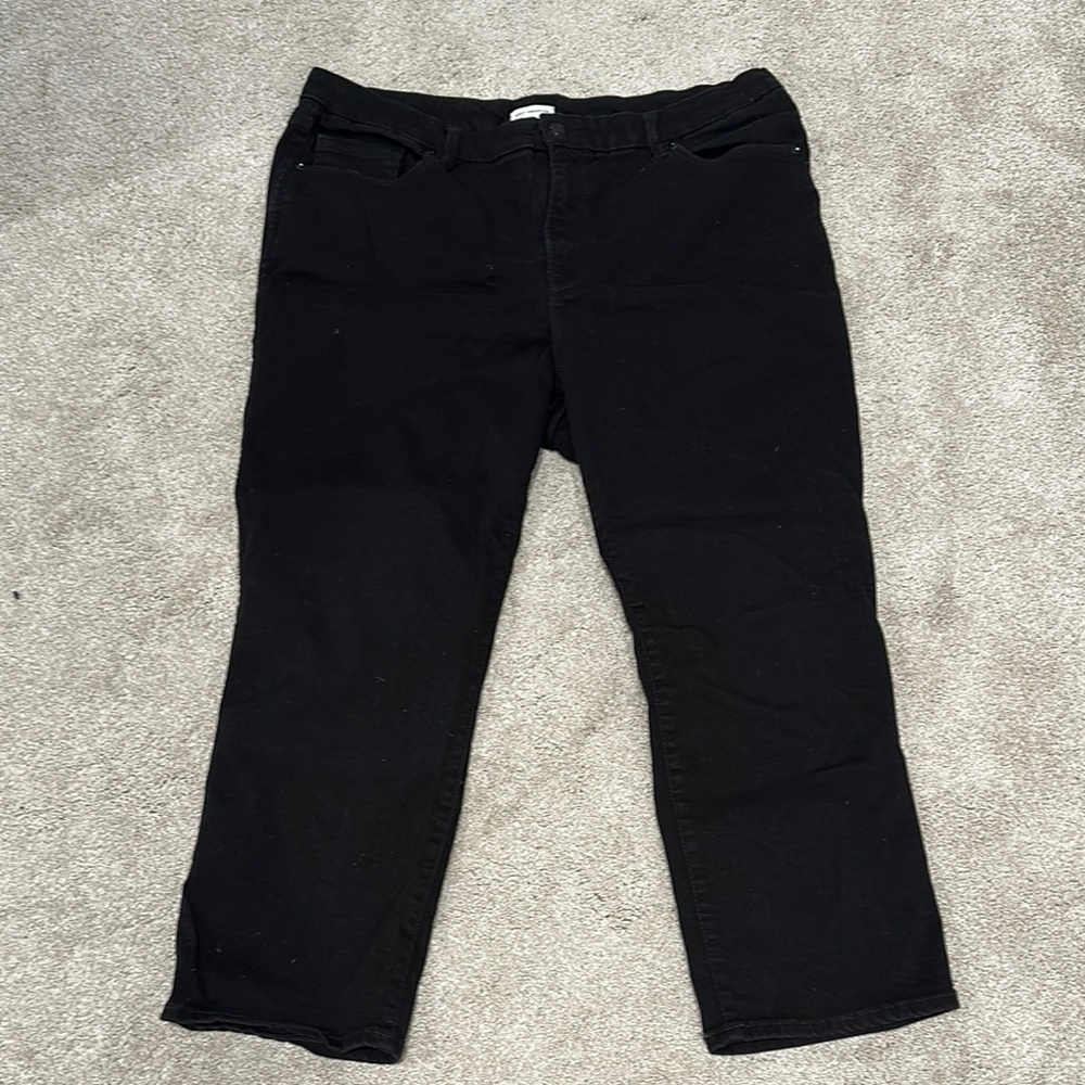 Good American Black High Waist and Straight Leg Jeans